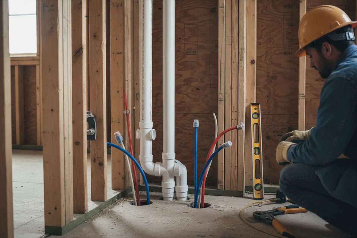 Drain and supply rough-in during Drain Cleaning in Stonewall